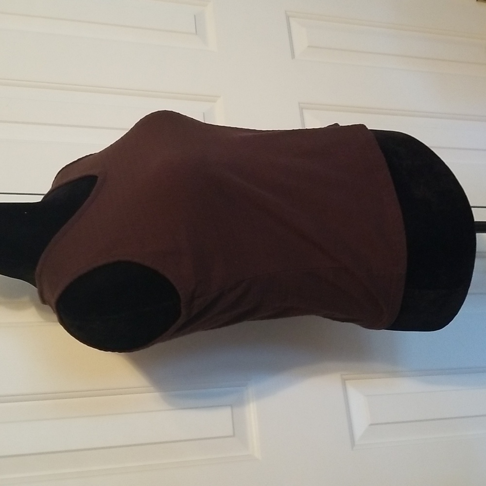 Vneck dressy, chocolate sleeveless shirt - Picture 4 of 5